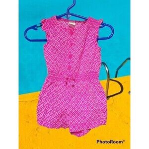 Girls Carter's Pink & White Romper‎ Size 6M (E72)